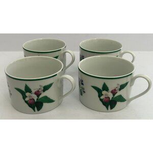 4 National Wildlife Federation Floral Coffee Tea Mugs Orchid Violets Poppy Iris
